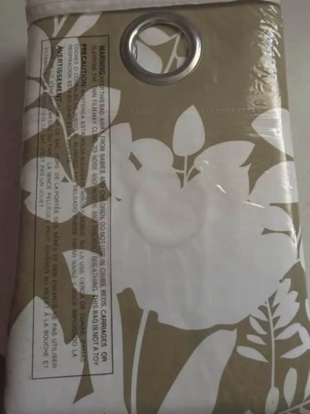 Curtains Green and White Floral Tote Bag